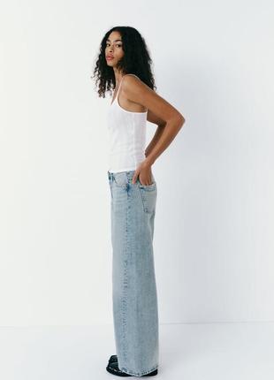Широкие джинсы trf со средней посадкой zara зара2 фото