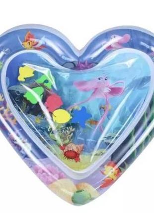 Дитячий розвиваючий водний килимок серце з рибками (s888910021)