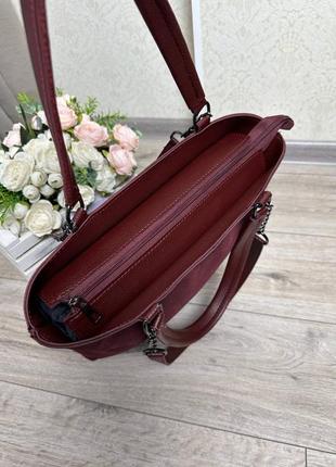 Женская стильная и качественная сумка шоппер из эко кожи бордо5 фото