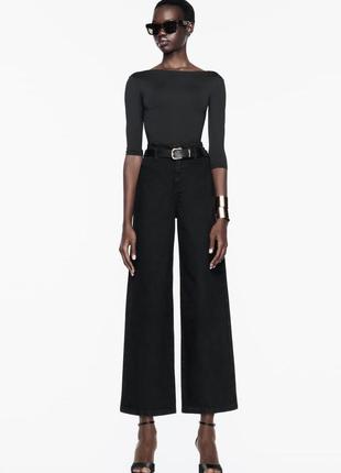 Джинси z1975 wide leg cropped high waist із ременем висока посадка зара zara укорочені