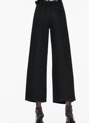 Джинсы z1975 wide leg cropped high waist с ремнем высокая посадка зара zara укороченные7 фото