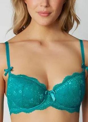 Бюстгальтер бирюзовый 60g ex boux avenue women's chloe lace balconette bra3 фото