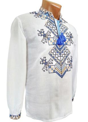 Рубашка вышиванка мужская домотканый хлопок для пары р. 42 - 603 фото