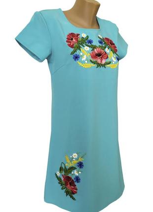 Летнее вышитое платье женское вышиванка с коротким рукавом размер 42 44 46 482 фото