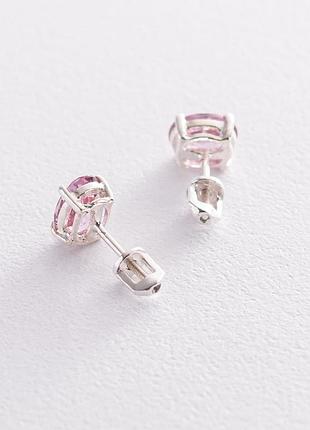 Серебряные серьги-пусеты с розовыми топазами 121967