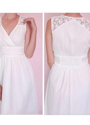 Белое нежное платье с кружевом vero moda