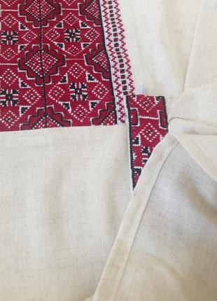Льняная рубашка вышиванка мужская ручная вышивка красная вышивка р. 42 - 568 фото