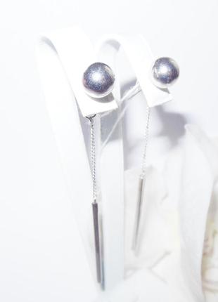 Срібні сережки-гвоздики без каменів2 фото