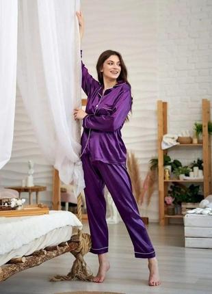Пижама классическая фиолетовая (9100)4 фото