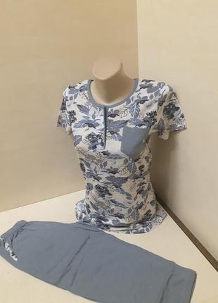 Летняя женская пижама футболка бриджи р. 42 44 46 48