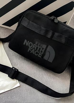 Сумка барсетка чоловіча the north face через плече тканина спортивна барсетка месенджер чорна wear2 фото