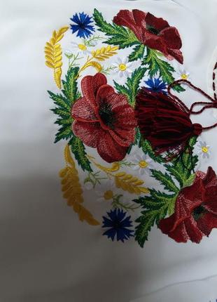 Рубашка женская вышитая белая вышиванка домотканая р.42 - 607 фото