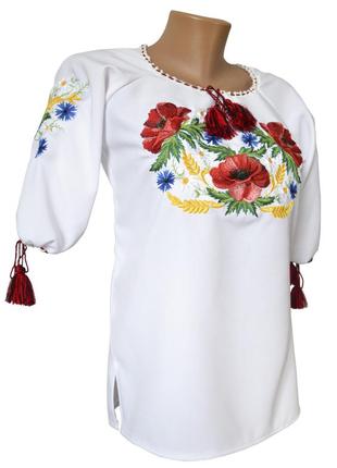Рубашка женская вышитая белая вышиванка домотканая р.42 - 60