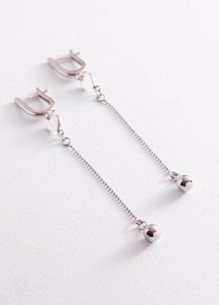 Срібні сережки "сердечка" із ланцюжками 
123207