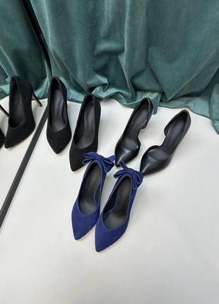 Туфли лодочки на шпильке нарядные из итальянской кожи и замши женские на утяжеленном каблуке10 фото