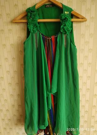 Воздушное цветное платье разлетайка, размер м1 фото