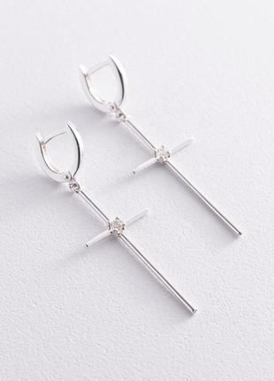 Срібні сережки "крести" із фіанітами 
123016