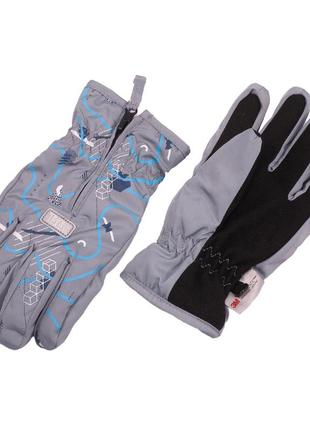 Термоперчатки детские tutu 3-004716 для мальчика серые с принтом