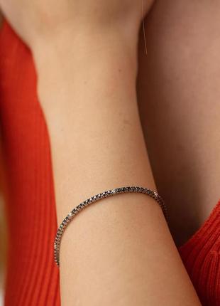 Браслет теннис в белом золоте с черными 
и белыми бриллиантами 5392612222 фото