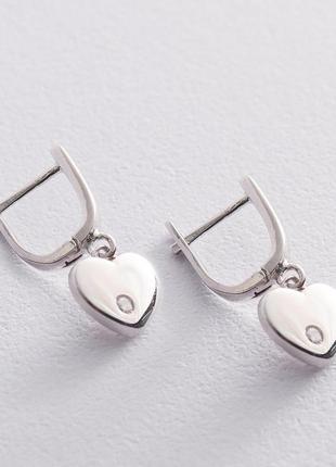 Срібні сережки "сердечка" з фіанітами 
122334