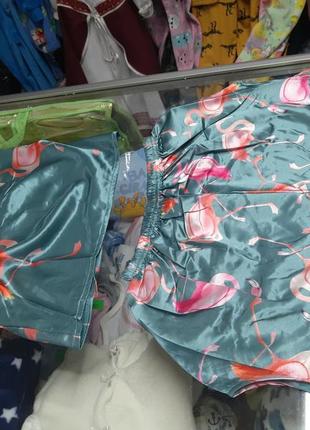 Женская атласная пижама майка и шорты р.42- 485 фото