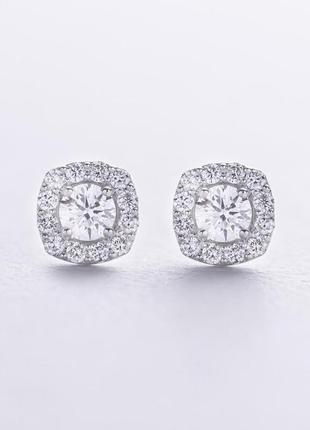 Сережки-пусети з діамантами (біле золото) 
320711121