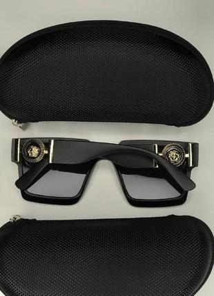 Женские солнцезащитные очки versace черные с золотыми вставк квадратные матовые бабочки среднее и крупное лицо7 фото