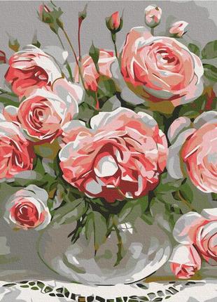 Картина по номерам 30х40 на деревянном подрамнике "розы на столике" rbs436