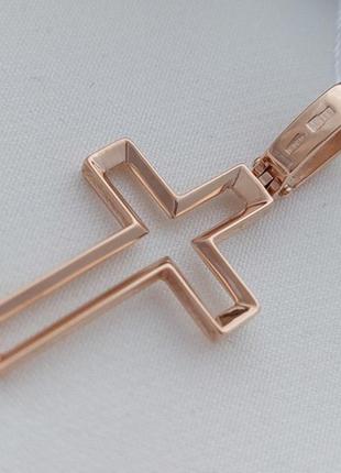 Крестик золотой декоративный контур без распятия под цепочку или шнур