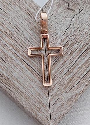 Крестик золотой декоративный контур без распятия под цепочку или шнур