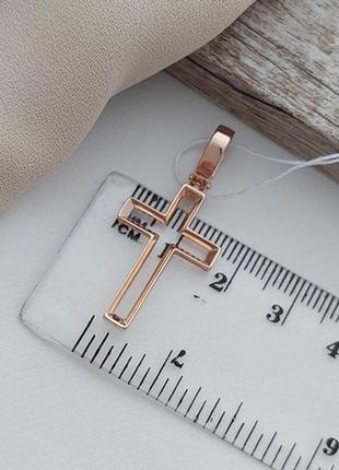 Крестик золотой декоративный контур без распятия под цепочку или шнур