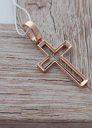 Крестик золотой декоративный контур без распятия под цепочку или шнур