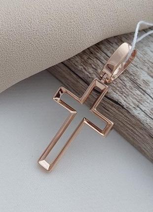 Крестик золотой декоративный контур без распятия под цепочку или шнур