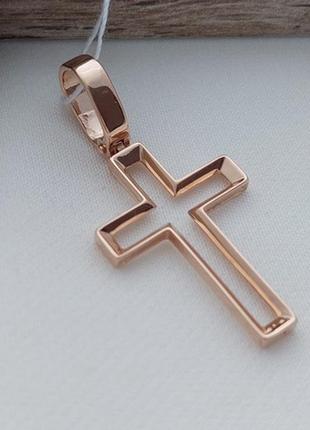 Крестик золотой декоративный контур без распятия под цепочку или шнур