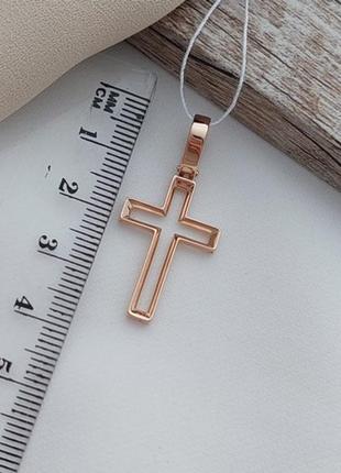 Крестик золотой декоративный контур без распятия под цепочку или шнур