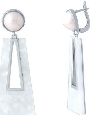 Срібні сережки komilfo з натуральним перламутром, перлами (2038849)