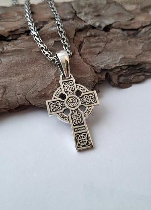 Срібна підвіска зневоднення амулет кельтський хрест чорнене срібло 925 (арт.89049ч) 6.60г