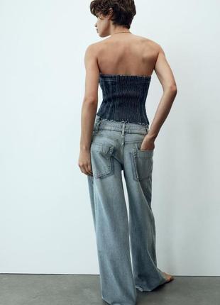 Джинси zara trf wide leg із подвійним поясом4 фото