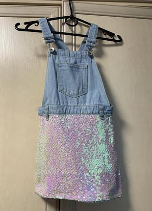 Джинсовый сарафан с пайетками