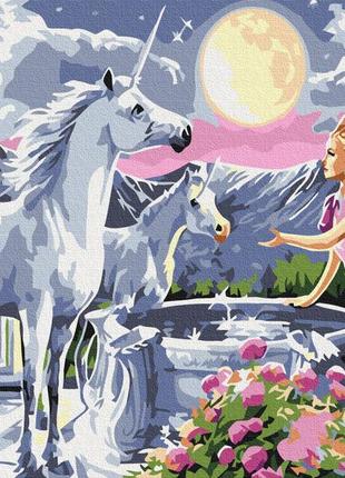 Картина по номерам 30х40 на деревянном подрамнике "принцесса и единороги" rbs25996