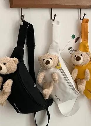 Стильная поясная сумка бананка с медвежонком