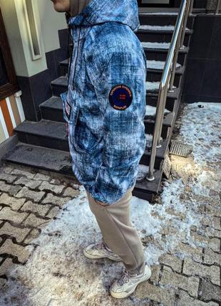 Стильный мужской анорак napapijri | молодежный осенний голубой анорак | принтованная весенняя мужская куртка xl2 фото