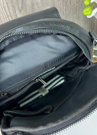 Кожаный женский рюкзак сумка черный, сумка-рюкзак кожаная женская7 фото