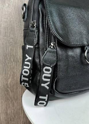 Кожаный женский рюкзак сумка черный, сумка-рюкзак кожаная женская2 фото