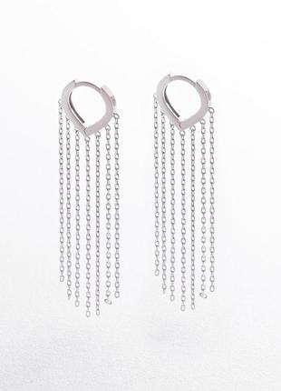 Срібні сережки з ланцюжками or1167101 фото