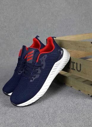 Мужские кроссовки adidas синие с красным скидка sale <unk> smb