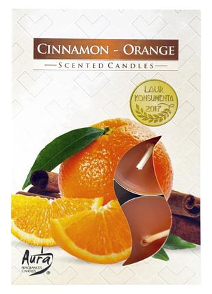Свічка таблетка ароматична сinnamon-orange, bispol. у наборі 6 штук. польща.