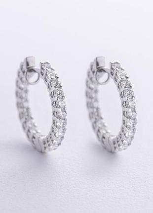 Серьги - кольца с бриллиантами (белое золото) 
350211211 фото
