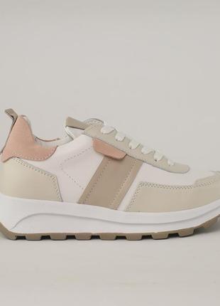 Кросівки шкіряні замша жіночі бежеві демісезон 588056