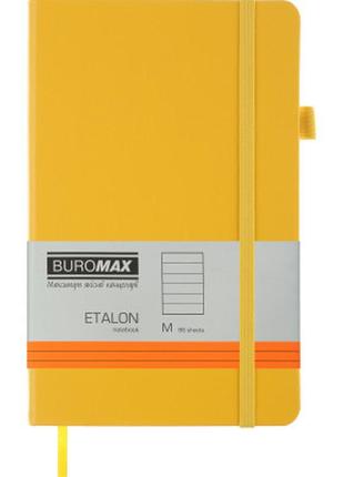 Нотатник buromax etalon 125x195 мм 96 аркушів у лінійку обкладинка зі штучної шкіри жовтий (bm.291260-08)1 фото
